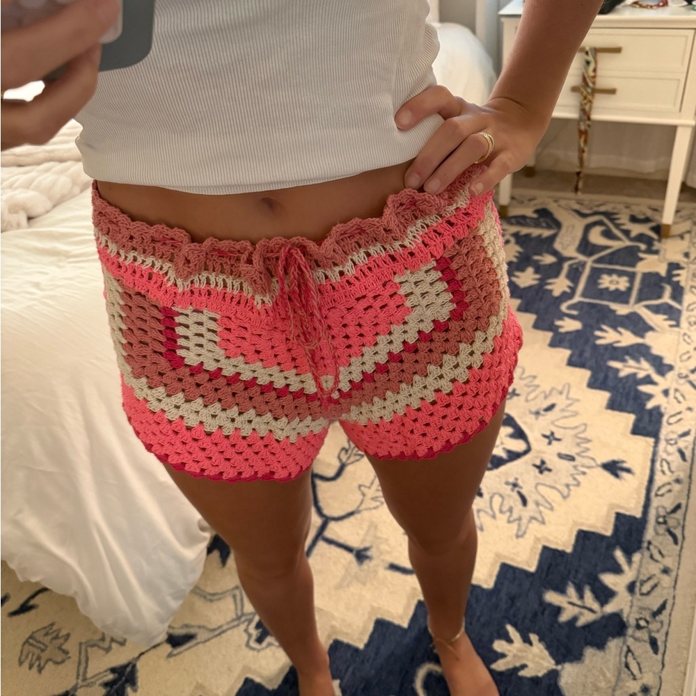 Pink Crochet Shorts